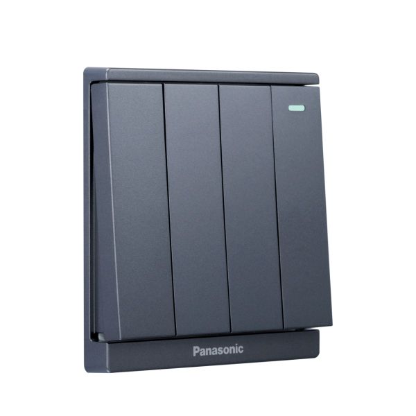Bộ 4 công tắc B 1 chiều có chỉ báo dạ quang Full Color Panasonic WMF517 Ánh Kim