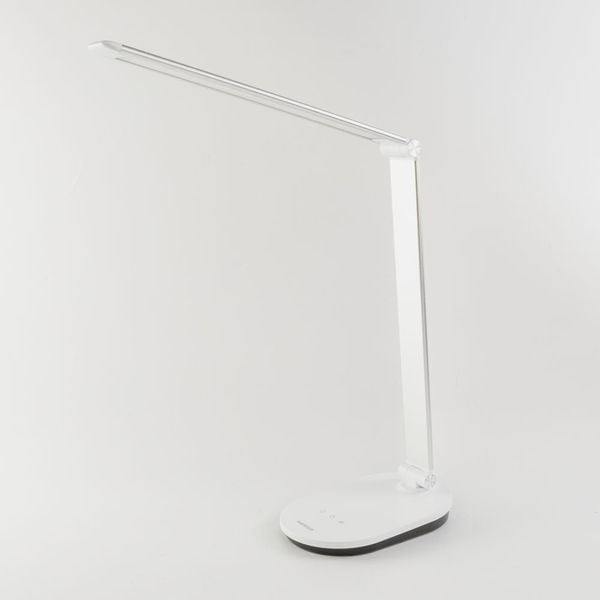 Đèn bàn LED Nanoco NDKC668 8W trắng bạc ánh kim chỉnh độ sáng