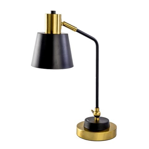 Đèn bàn Nanoco đui E27 hợp kim cổ điển vàng đen NDKC04IB