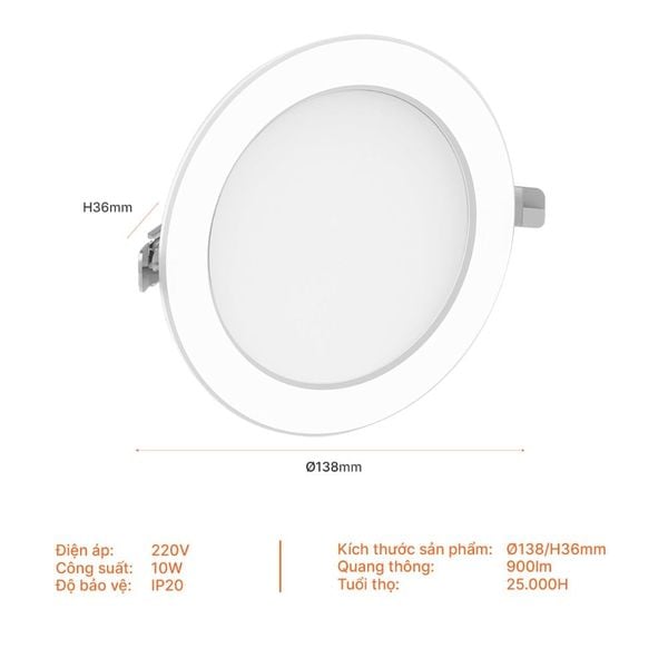 Đèn LED downlight Eco Metal Nanoco 10W đổi màu Ø110