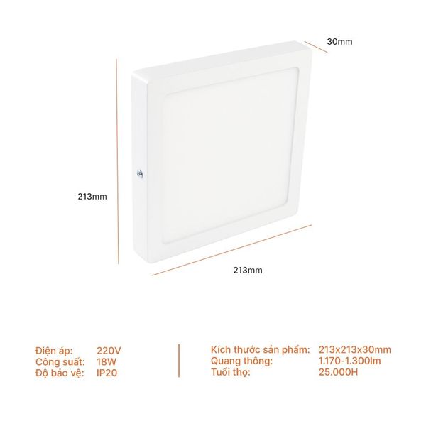 Đèn LED ốp nổi vuông Nanoco 18W đổi màu