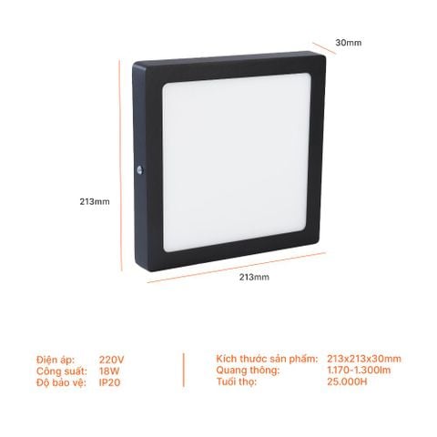 Đèn LED ốp nổi vuông Nanoco 18W đổi màu