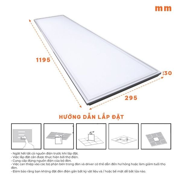 Đèn LED panel Backlit Office Nanoco 295x1195 40W