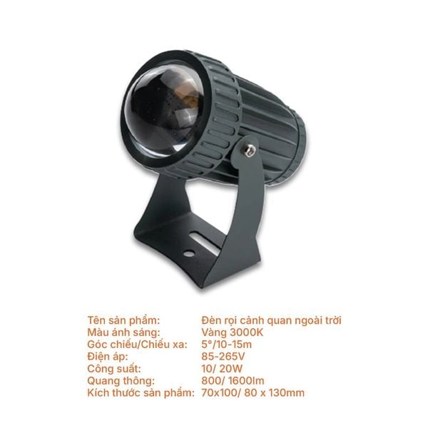 Đèn LED sân vườn Nanoco NSP10053 10W 3000K góc chiếu 5 độ
