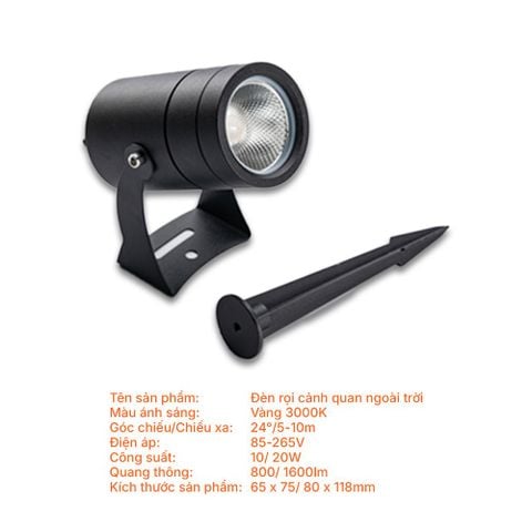 Đèn LED sân vườn Nanoco NSP10243 10W 3000K góc chiếu 24 độ