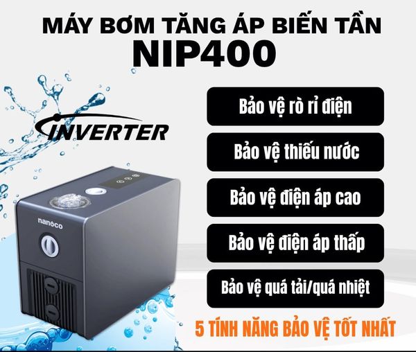 Máy bơm tăng áp điện tử biến tần Nanoco NIP400