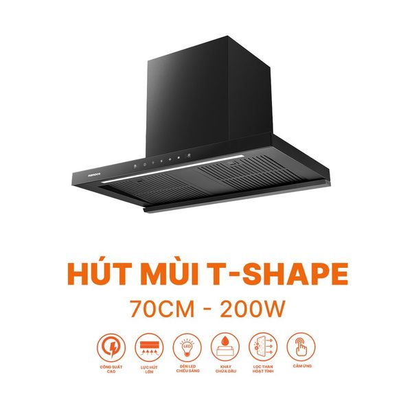 Máy hút mùi T-Shape Nanoco NRH702B 70cm 1.280m³/h