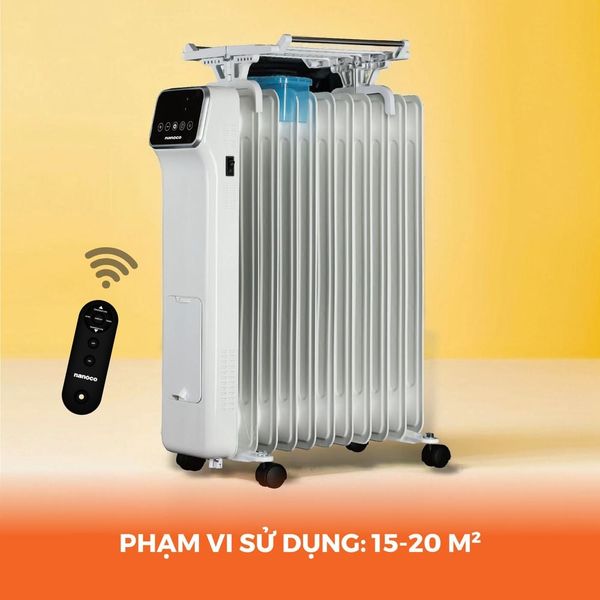 Máy sưởi dầu Nanoco NOH2614RC 13 thanh 2.600W remote