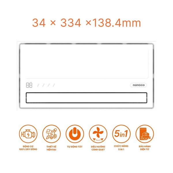 Máy sưởi nhà tắm Nanoco NBD2561 2600W có thông gió