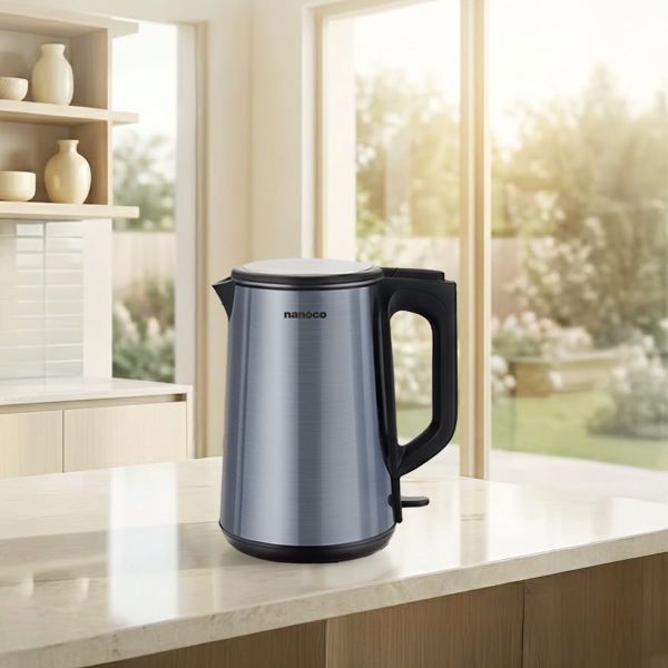 Bình đun siêu tốc inox Nanoco NKT1819 1.8L 1500W – Inox 304 (Xanh đen / Vàng đồng)