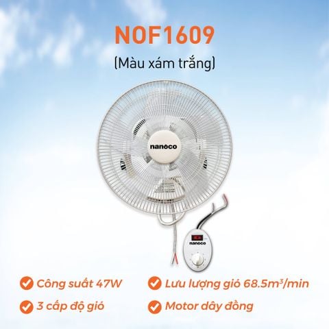 Quạt đảo trần cơ Nanoco NOF1609 (Xám trắng)