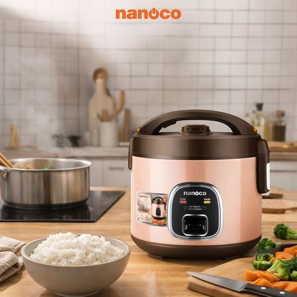 Nồi cơm điện nắp gài Nanoco NRC1860P 1.8L màu hồng