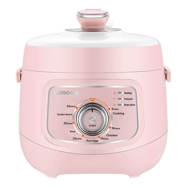 Nồi áp suất điện Nanoco 2,5L nút cơ màu hồng NPC2565P
