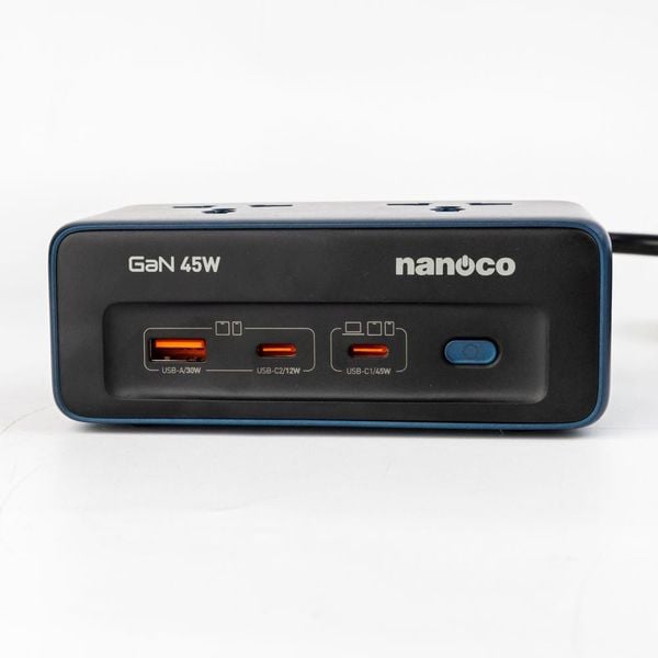 Ổ cắm có dây để bàn sạc nhanh GaN 45W Nanoco NES232C1A-2 dây 2m