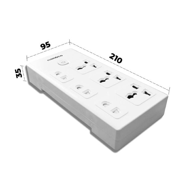 Ổ cắm có dây 3 ổ đa năng Nanoco NES3332 dây 5m
