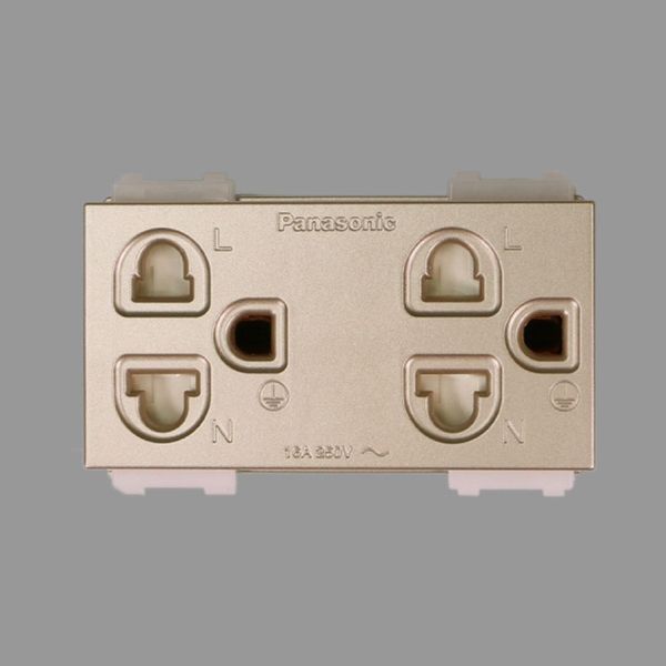 Ổ cắm đôi có màn che và dây nối đất Panasonic WEV1582-7 Ánh Kim (bắt vít)