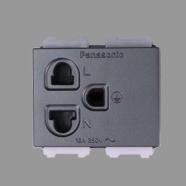 Ổ cắm đơn có màn che và dây nối đất Panasonic WEV1181-7 Ánh Kim (bắt vít)