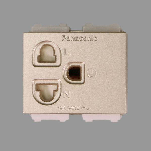 Ổ cắm đơn có màn che và dây nối đất Panasonic WEV1181-7 Ánh Kim (bắt vít)