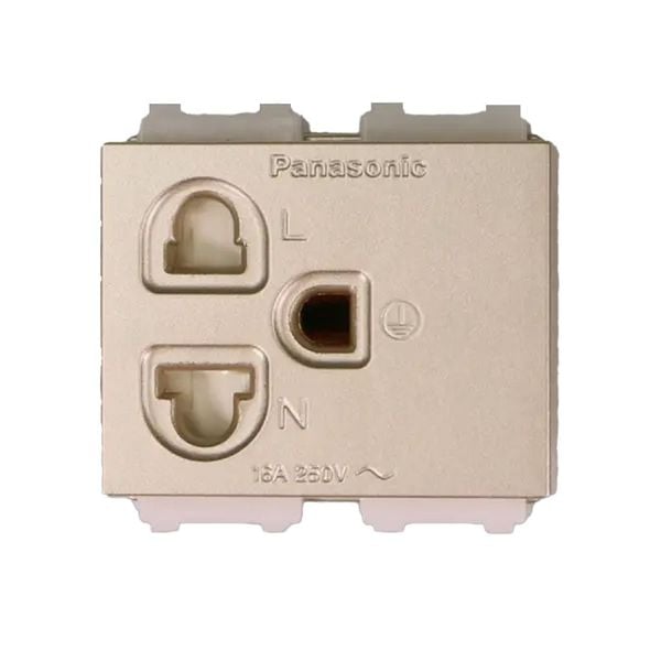 Ổ cắm đơn có màn che và dây nối đất Panasonic WEV1181 Ánh Kim (cắm nhanh)