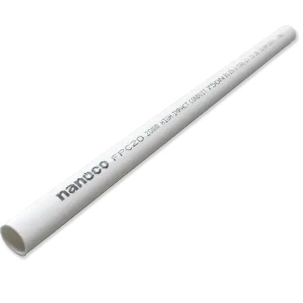 Ống luồn dây điện tròn trung 750N Nanoco FPC201 phi 20 màu trắng bó 25 cây