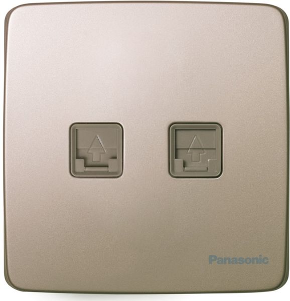 Bộ 2 ổ cắm mạng CAT6 Minerva Panasonic WMT432 Ánh Kim