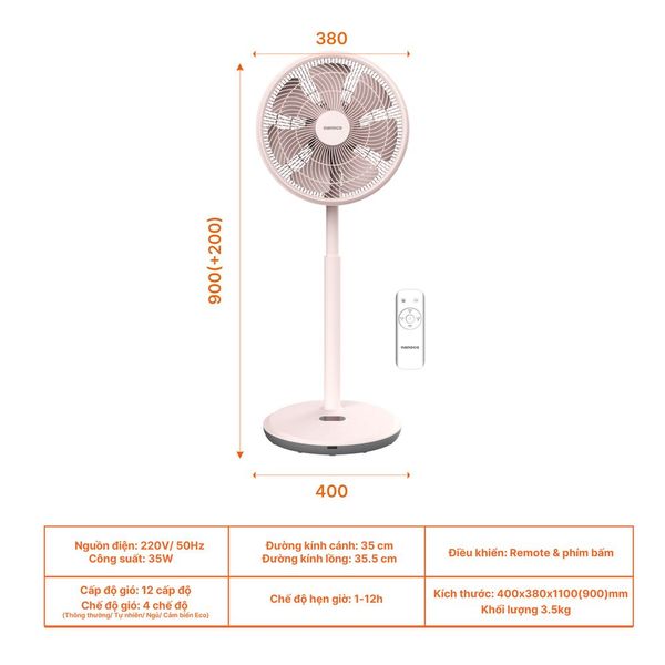 Quạt đứng remote BLDC Nanoco NEF1499