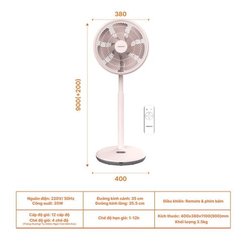Quạt đứng remote BLDC Nanoco NEF1499