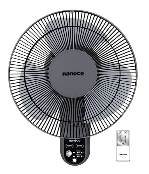 Quạt treo tường có remote Nanoco NWF1219RC bạc đạn 30W