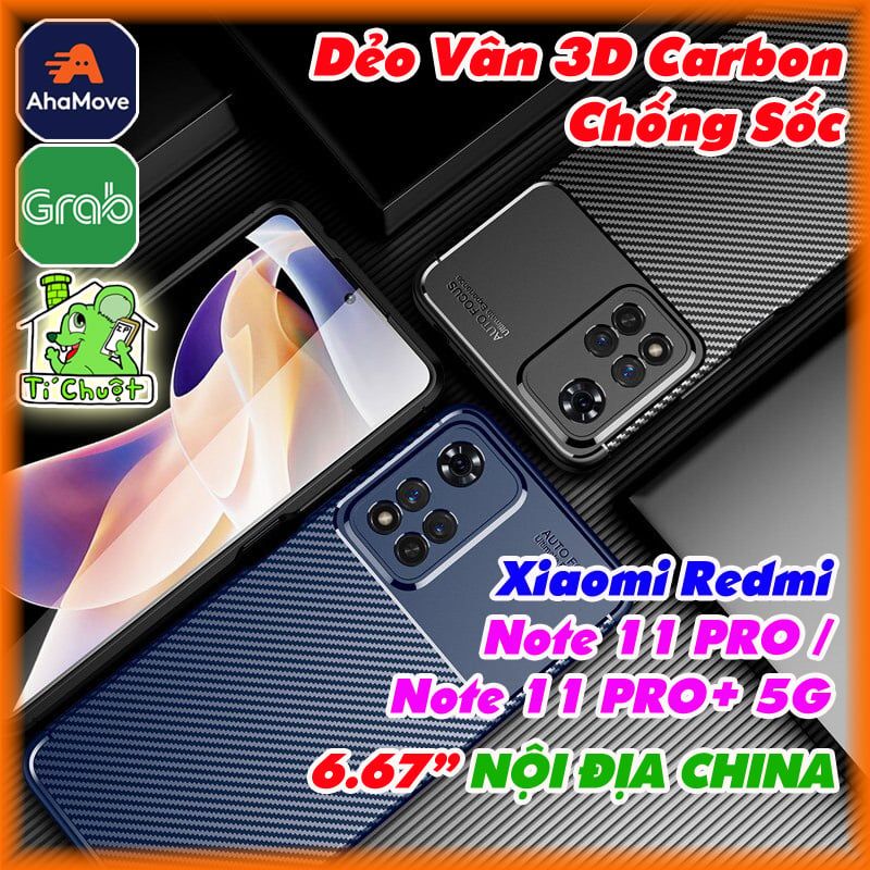 Ốp Lưng Xiaomi Redmi Note 11 PRO NỘI ĐỊA CHINA AutoFocus Vân 3D Carbon Chống Sốc