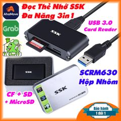 Đầu Đọc Thẻ Nhớ USB 3.0 Đa Năng 3 in 1 SSK SCRM630 Hộp Nhôm Chính Hãng