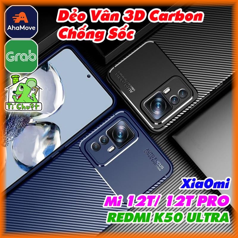 Ốp Lưng Xiaomi Mi 12T/ 12T PRO/ Redmi K50 ULTRA AutoFocus Vân 3D Carbon Chống Sốc