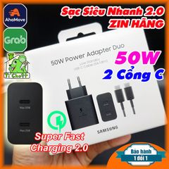 Sạc Siêu Nhanh 2.0 Samsung 50W EP-T5020 2 Cổng USB-C FullBox Kèm Cáp 5A 1m8 ZIN Chính Hãng