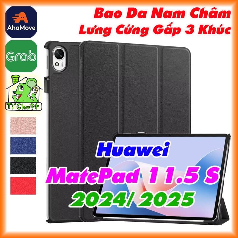 Bao Da MTB Huawei MatePad 11.5 S 2024 2025 2026 Lưng Cứng Gấp Khúc Có Nam Châm