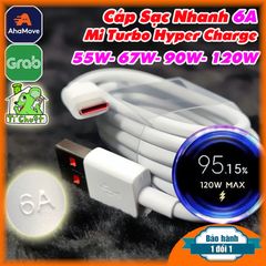 Cáp Xiaomi Type-C Lõi Cam 6A Sạc Nhanh Mi Turbo/ HyperCharge 55W-67W-120W ZIN Chính Hãng
