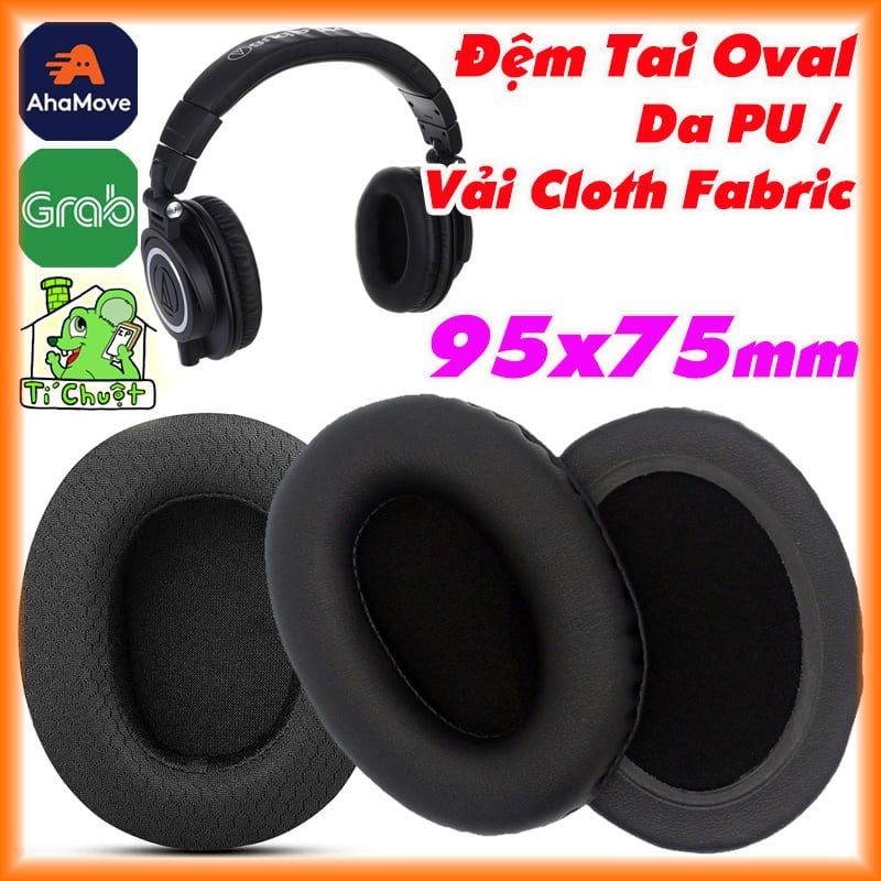 Đệm Mút Da PU/ Vải Coth Mesh Fabric Tai Nghe Oval 9.5 x 7.5 cm Headphones HAVIT Dạng Bầu Dục 95x75 mm