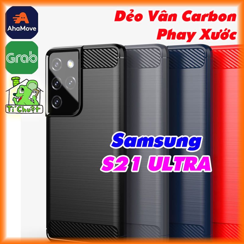 Ốp Lưng Samsung S21 ULTRA Dẻo Carbon Phay Xước Chống Sốc