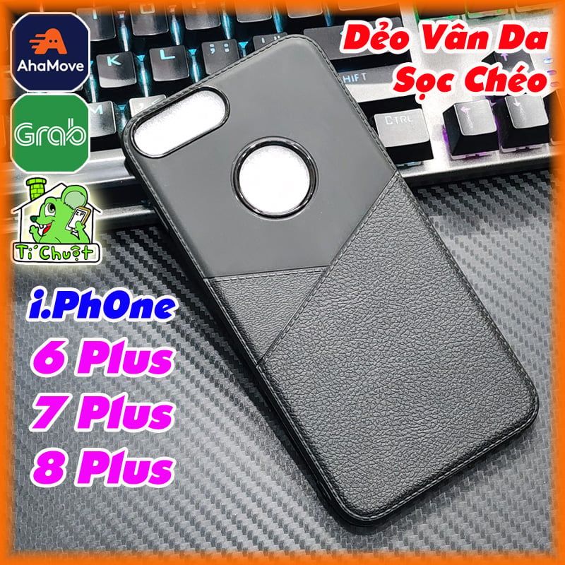 Ốp Lưng iPhone 6 Plus/ 7 Plus/ 8 Plus Dẻo Vân Da Sọc Chéo