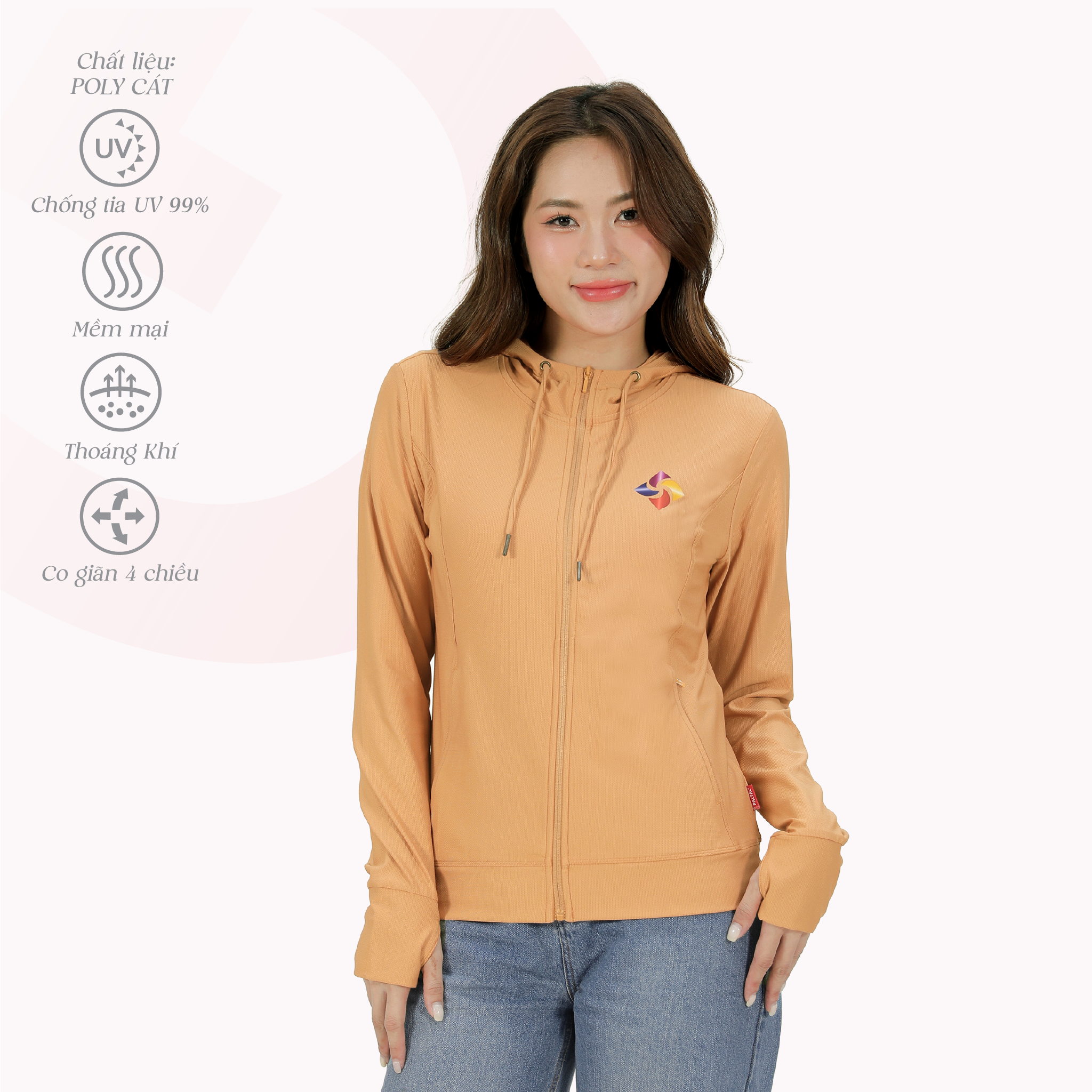 Áo khoác nữ chống nắng, chống UV chất poly cát siêu thoáng khí 311p 1332