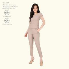 Set đồ bộ nữ kiểu quần dài tay ngắn Cổ Tim chất rib Gân 553p 3404