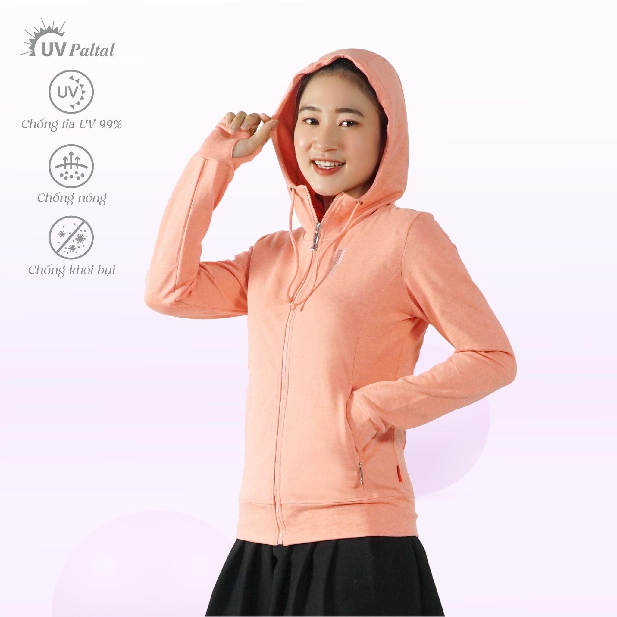 Áo khoác nữ chống nắng, chống UV chất muối tiêu melan 051P 1091