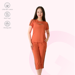 Set đồ bộ nữ kiểu quần lửng tay ngắn chất cotton 194p 4319