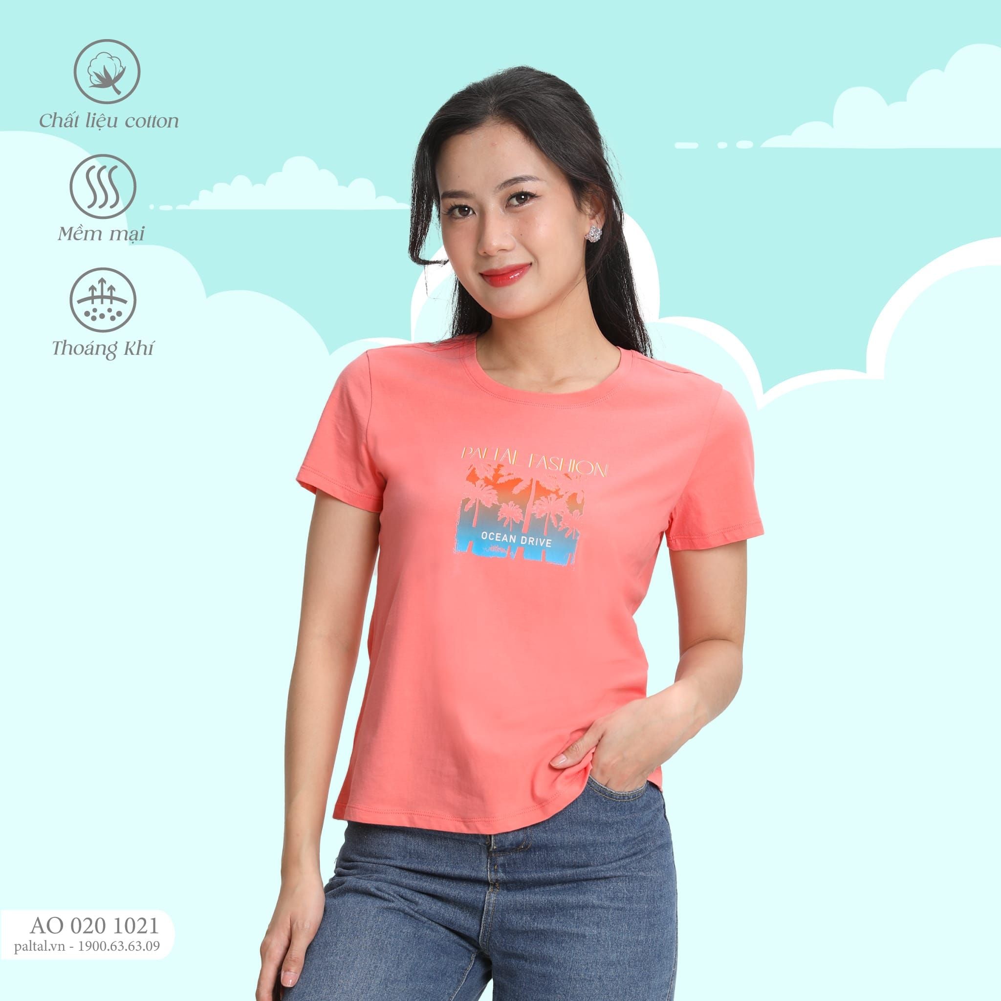 Áo thun nữ tay ngắn chất cotton siêu mát form suông 020p 1021