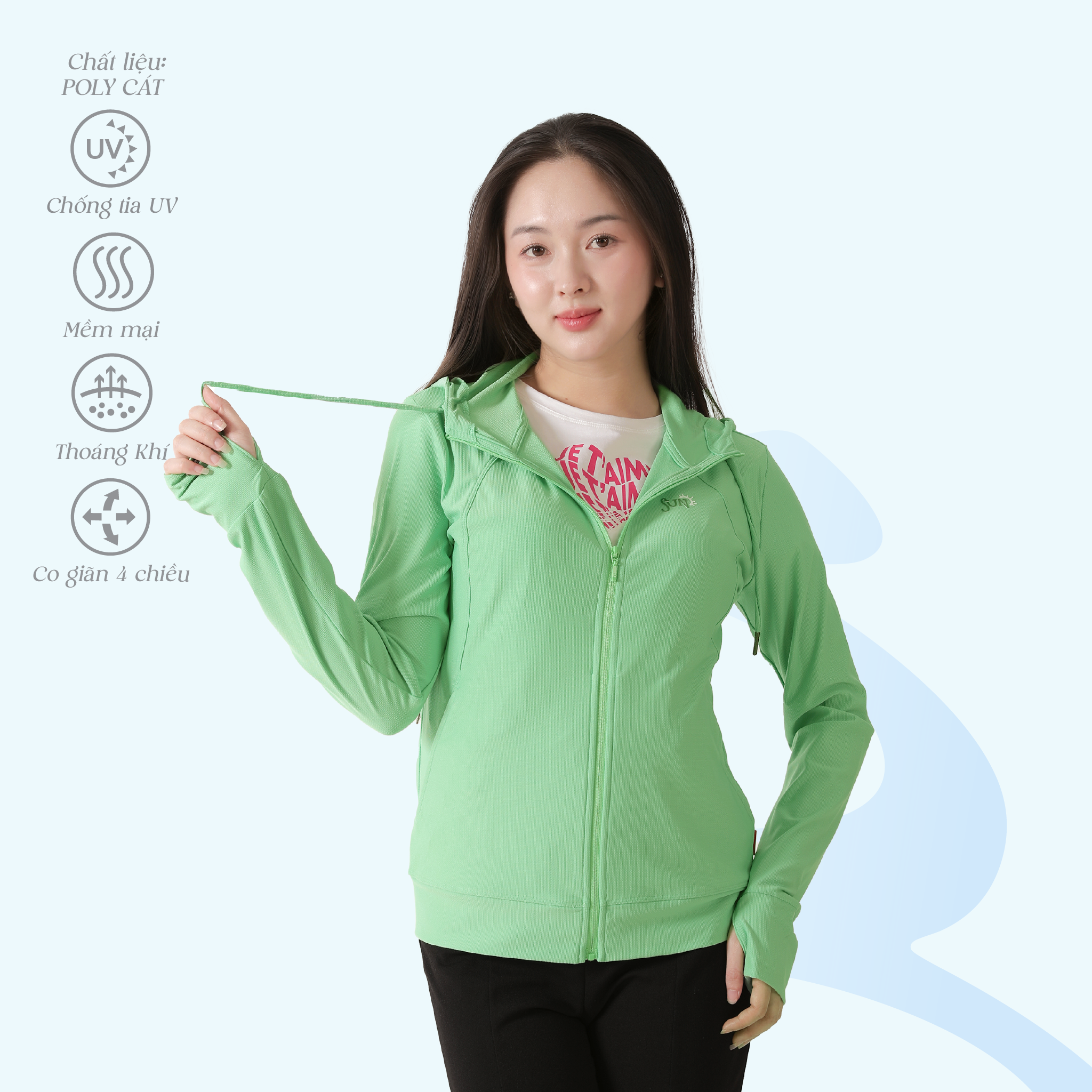 Áo khoác nữ chống nắng, chống UV chất poly cát 311p 1326