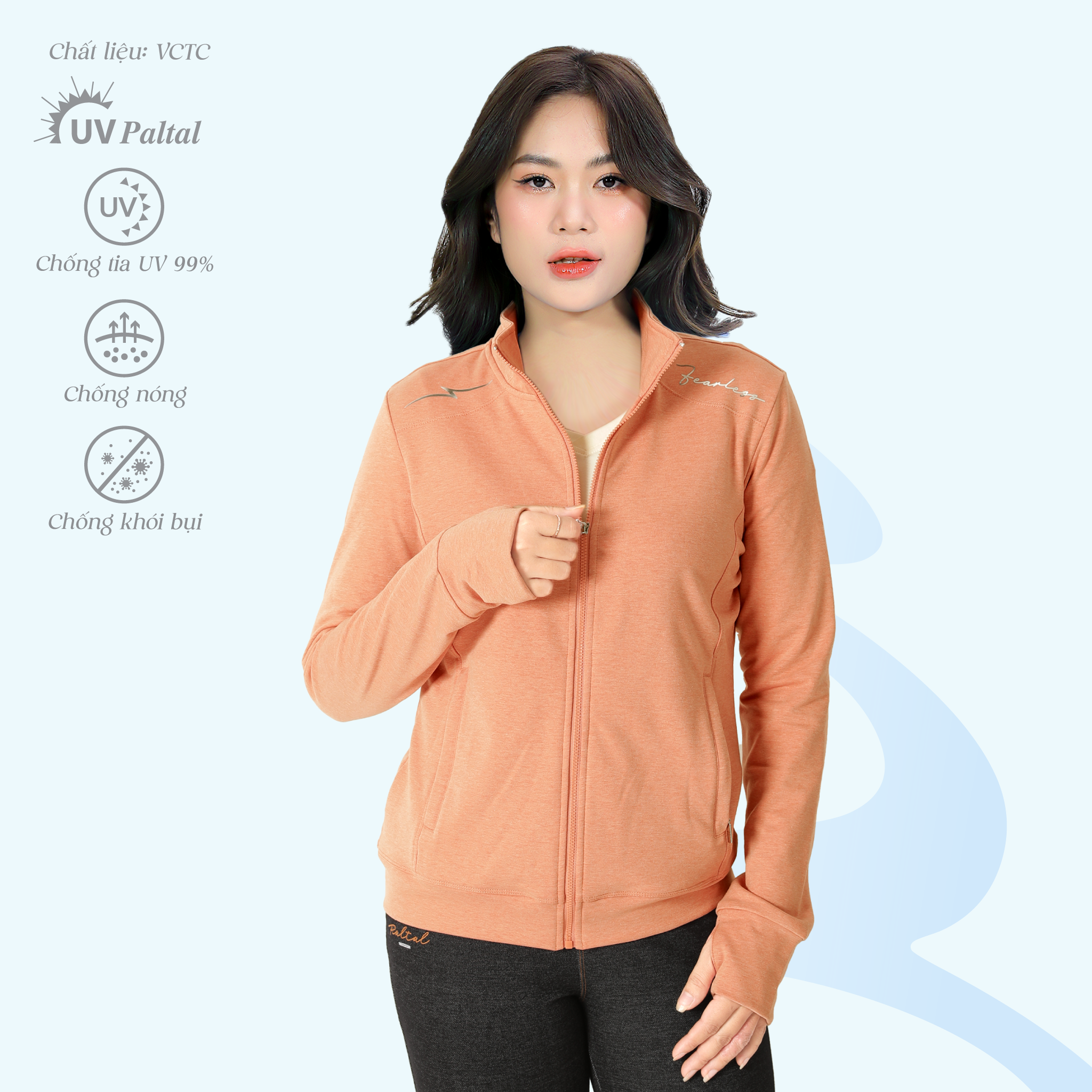 Áo khoác không nón nữ chống nắng, chống UV chất vảy cá cotton siêu mát 431p 1328