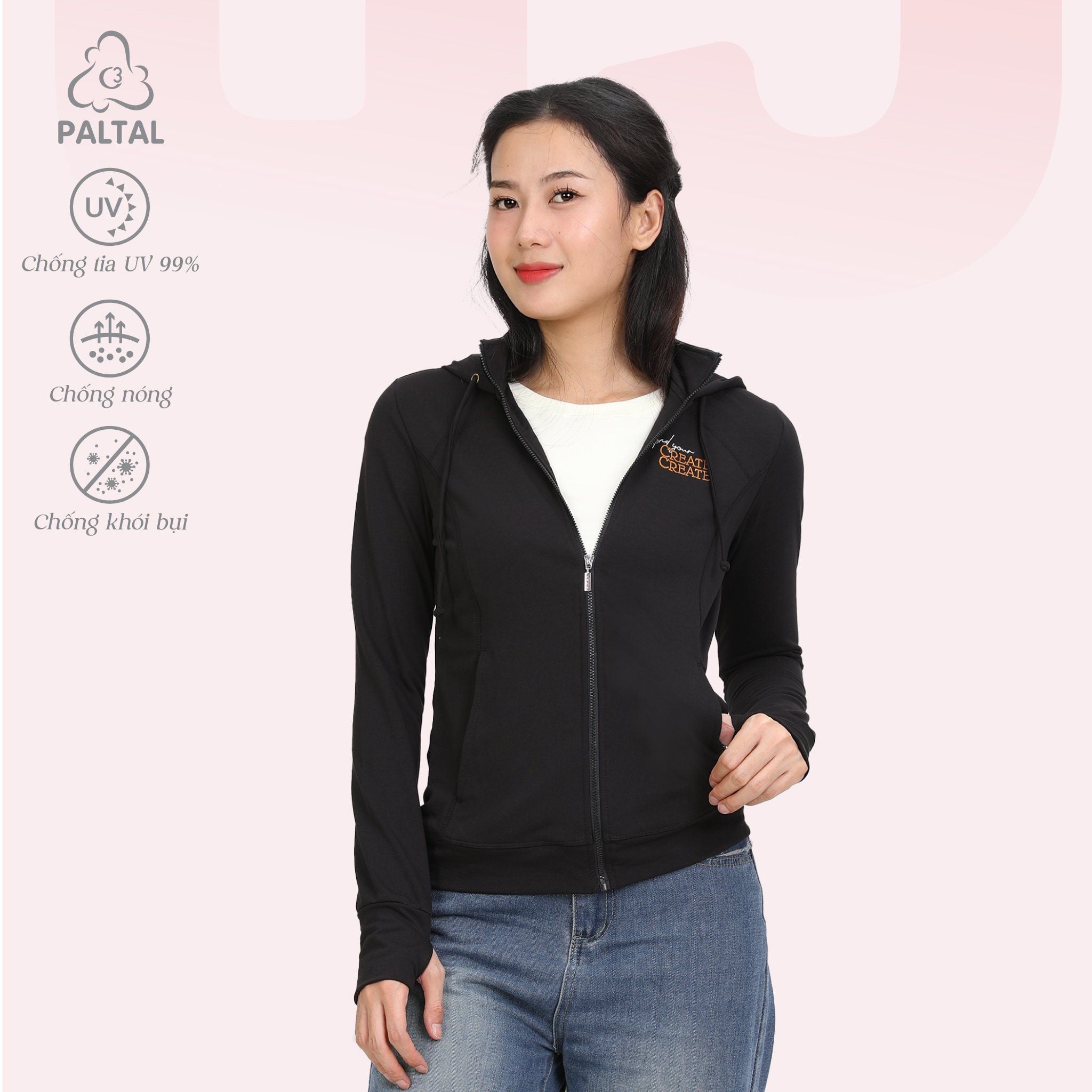 Áo khoác nữ chống nắng, chống UV chất vảy cá cotton cvc mát 401p 1308