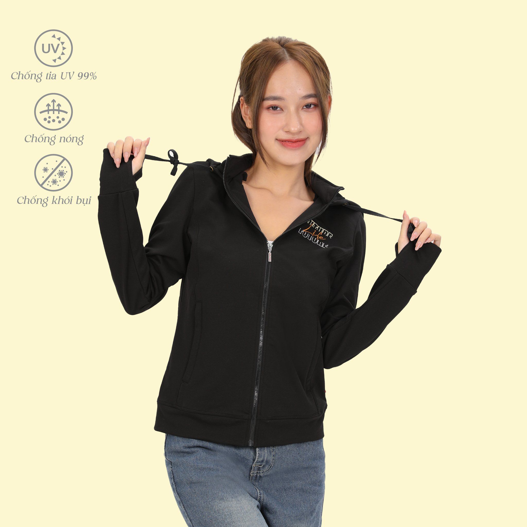 Áo khoác nữ chống nắng, chống UV chất vảy cá cotton cvc mát 401p 1315