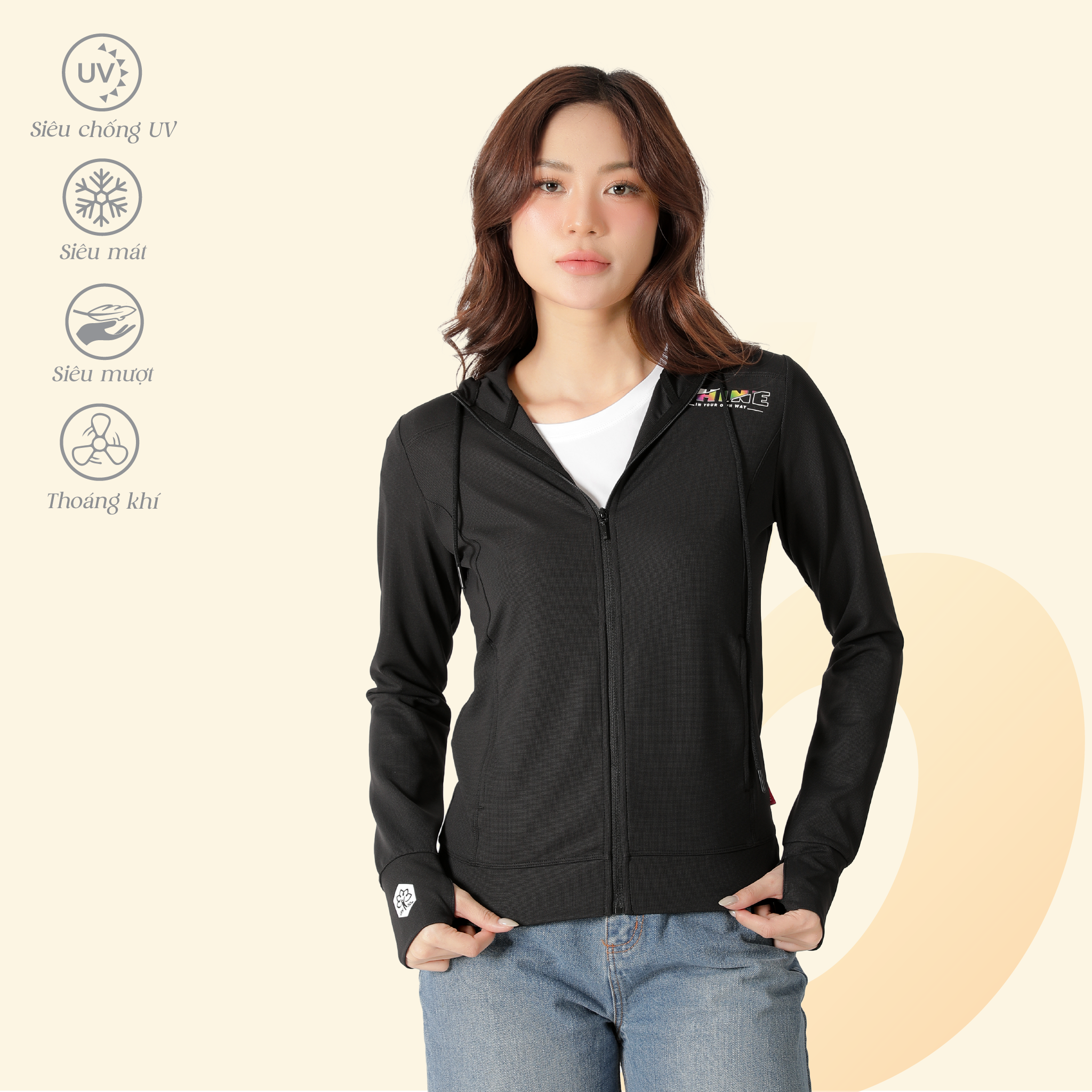 Áo khoác có nón nữ chống nắng, chống UV chất silk kim cương 611p 1345