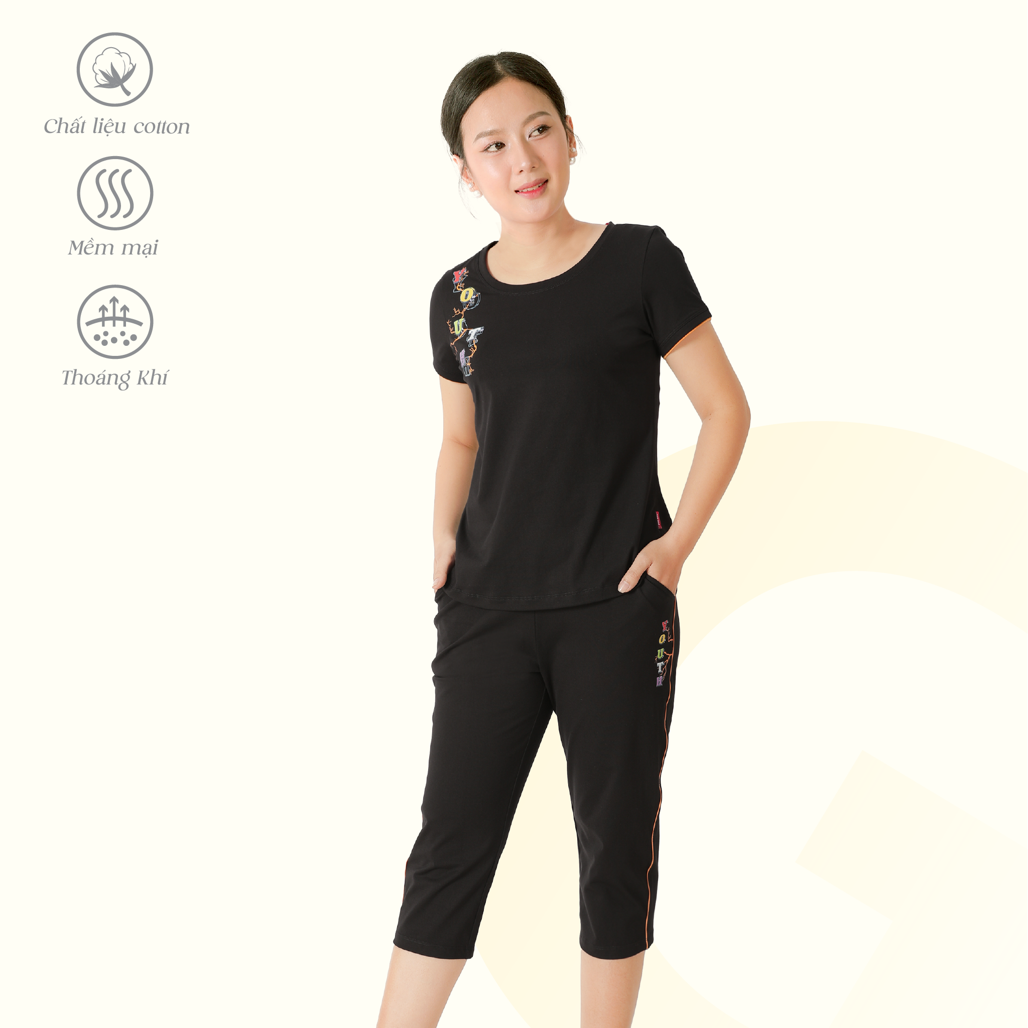 Set đồ bộ nữ kiểu quần lửng tay ngắn cotton 194p 4320