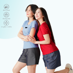 Áo thun nữ cổ tim tay ngắn chất silk lạnh siêu mát co dãn 4 chiều  370p 0362