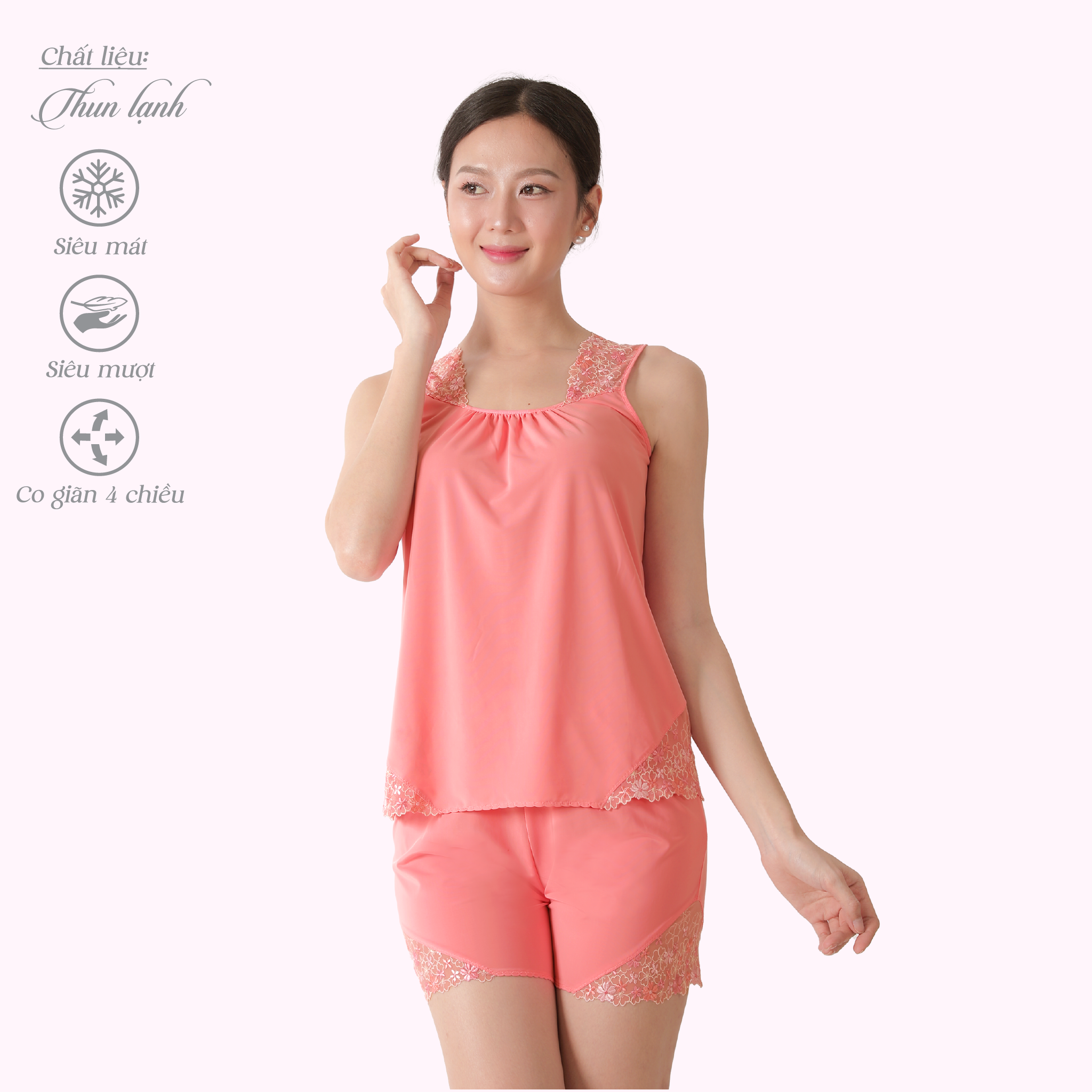 Set đồ bộ nữ kiểu quần đùi tay bản chất thun lạnh siêu bền 015p 5109